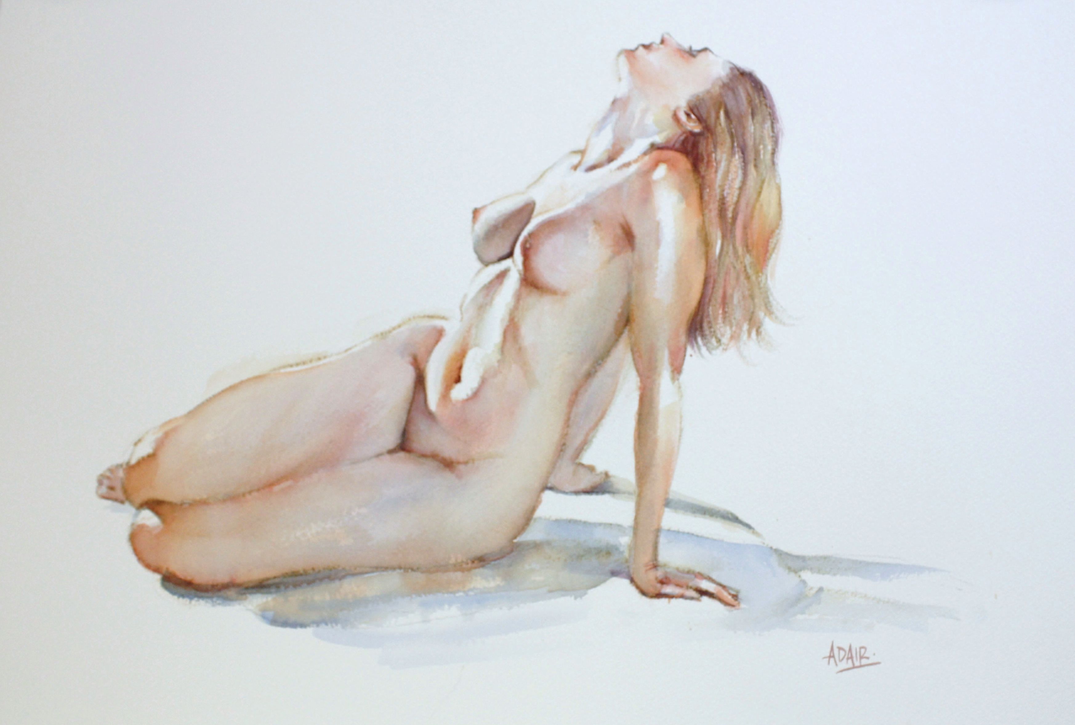 Print Of Original Art Work Watercolor Painting Gay Male Nude Thoughtful Art Prints Art